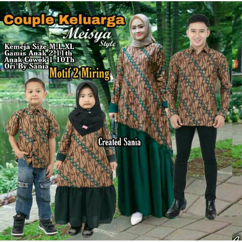 BATIK COUPLE KELUARGA sania ruffle ori ndoro jowi dnt motif Rampel hijau-Seno