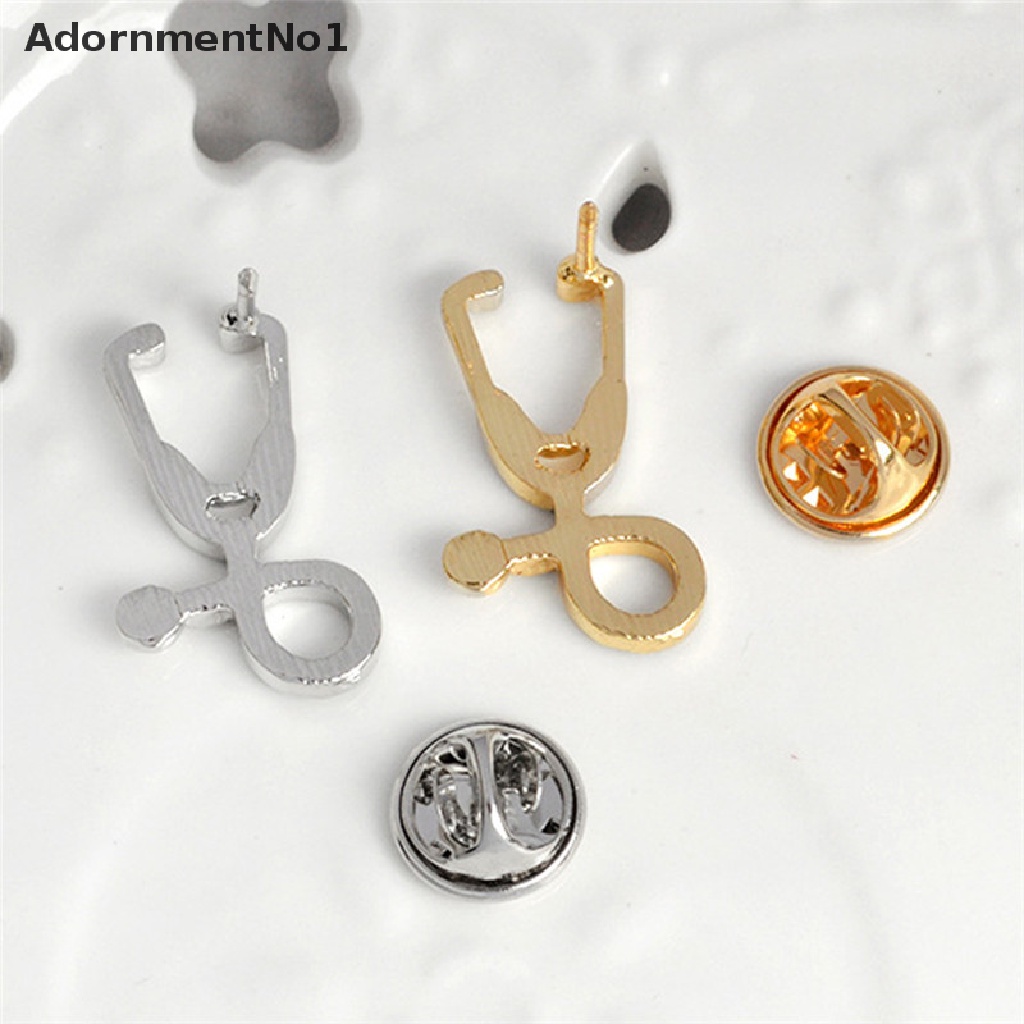 (AdornmentNo1) Bros Pin Bentuk Stetoskop Lapis Silver / Gold Untuk Wanita