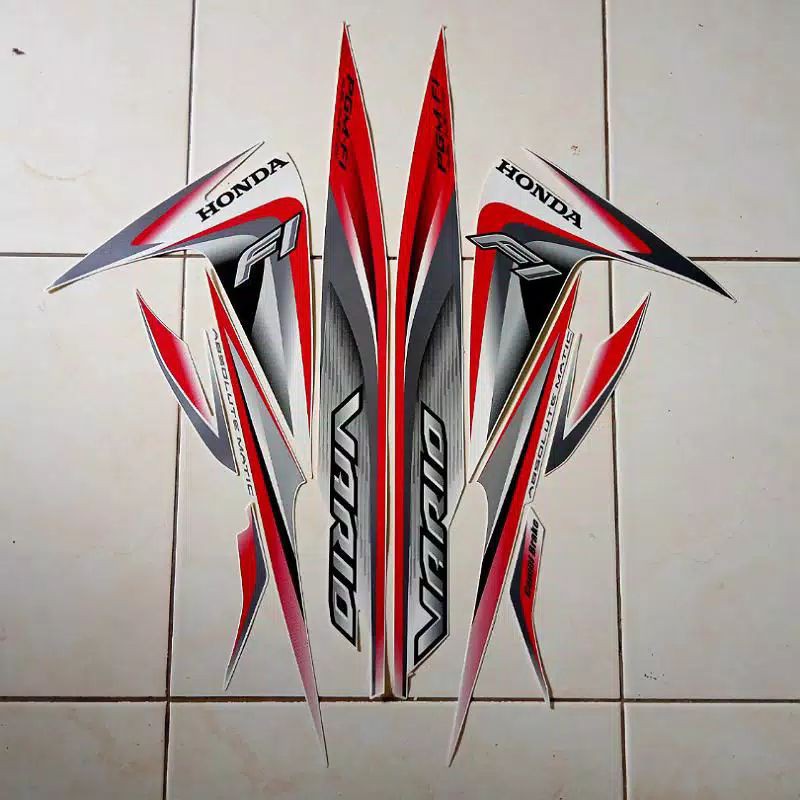 Striping stiker Honda Vario 110 fi 2014 putih merah
