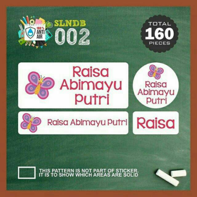 

SLNDB-002 Sticker Label Nama Anak lucu karakter kupukupu cantik / sticker anti air
