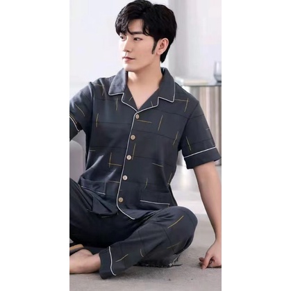 Cp piyama cowok dewasa corak kotak/Piyama Baju Tidur Pria Dewasa Import/setelan piyama lengan pendek-CP.KRAH ABUTUA KTK