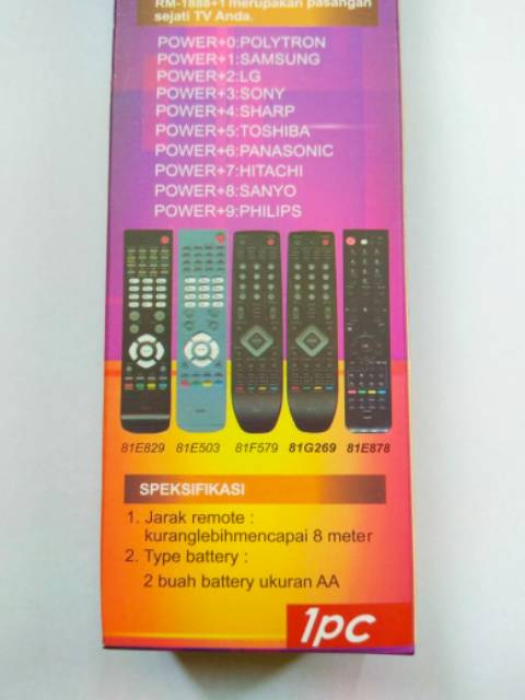 REMOT / REMOTE TV POLYTRON LCD / LED MULTI / UNIVERSAL RM-1888+1 CINEMAX / BAZZOKE / XCEL