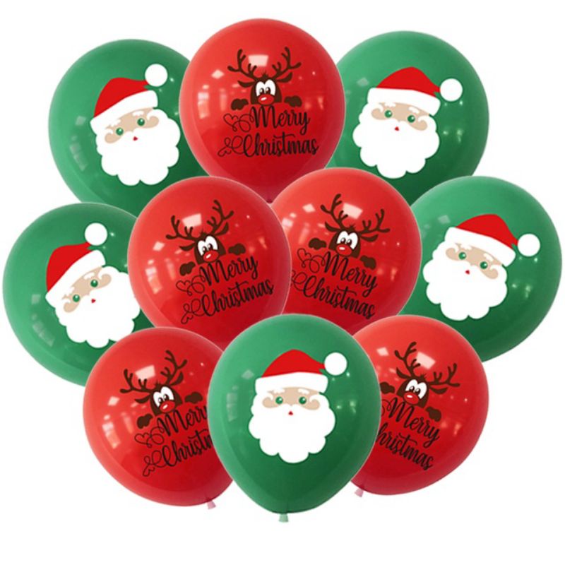 5 PCS Balon Lateks Design Santa Claus Elk Untuk Dekorasi  Natal Christmas