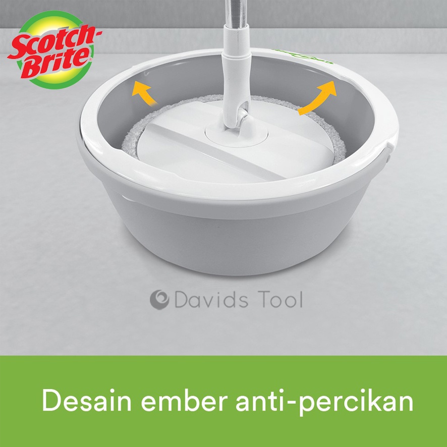 Scotch Brite Alat Pel Lantai Ultra Mop Putar Peras Praktis Otomatis Lap Gagang Spin Single Serbaguna IDT6