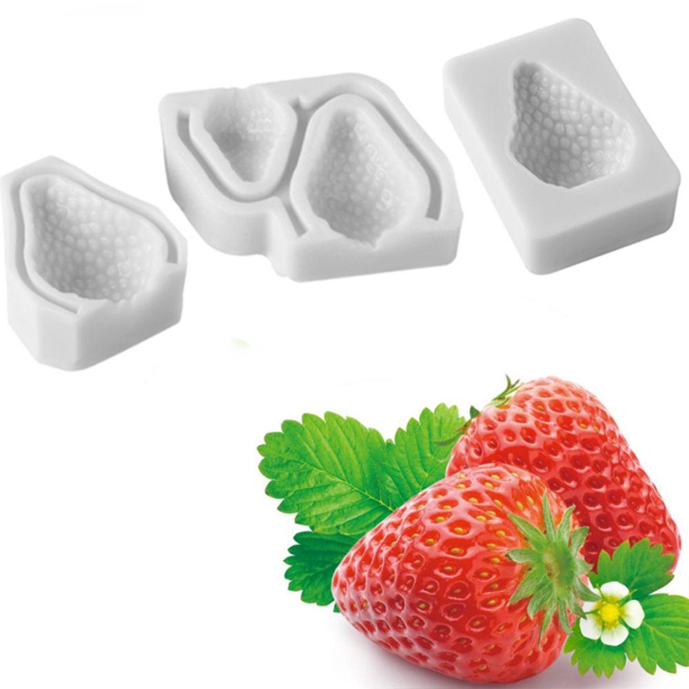 【 ELEGANT 】 3d Strawberry Silicone Pastry Baking Fondant Cetakan Buah Coklat Gula Alat Dekorasi Kue