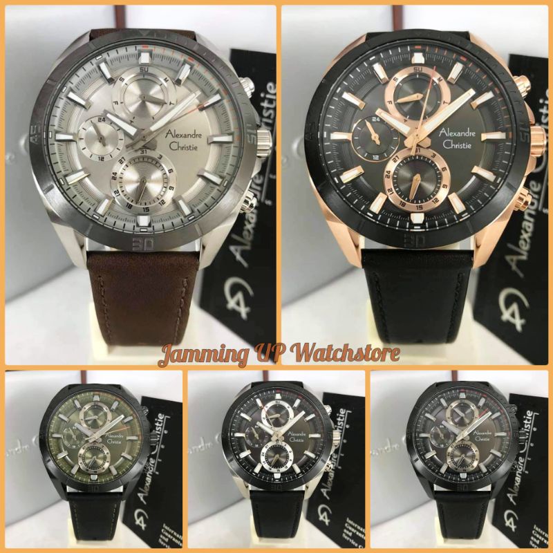 Jam Tangan Pria Alexandre Christie Original AC 6581 Tali Kulit Garansi Resmi Alexander Christie