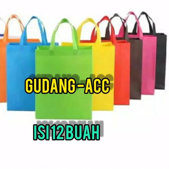 Tas Spunbond Handle uk 25x35x8 / Goodie Bag / Tas Kain Polos - Biru, 25x35