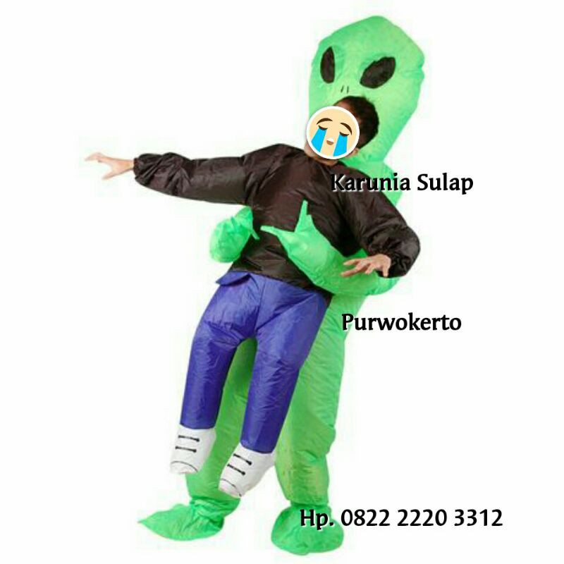 KOSTUM ALIEN UFO ( DI GENDONG ALIEN ) COSPLAY BADUT LUCU KARAKTER ULTAH KOSTUM ANGIN PESTA BAJU