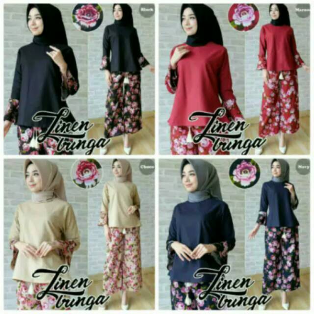 KULOT LINEN PALAZO CELANA PREMIUM BUNGA FLOWER ORIGINAL PANTS