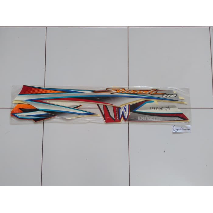 Striping Sticker Lis Suzuki Smash 110 2005 2006 Merah Silver