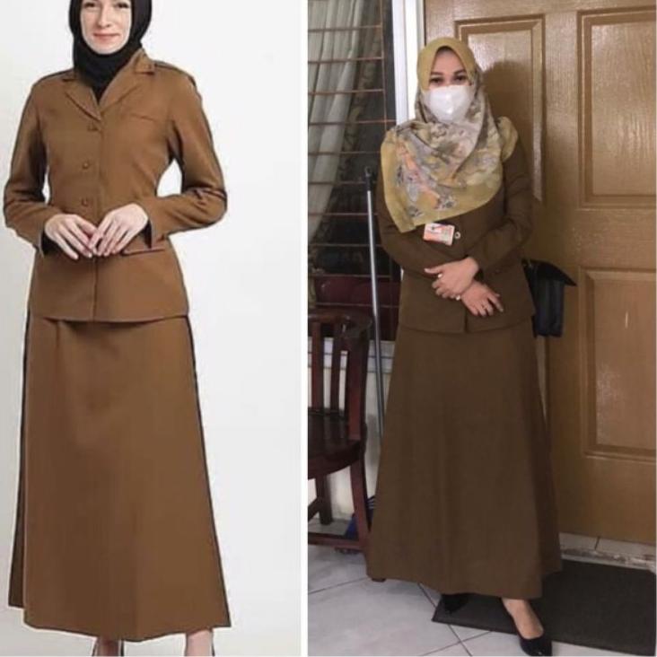 Model Baru.. baju PNS wanita / baju Pemda wanita / seragam Pns wanita/stelan seragam guru/ seragam Pemda khaki