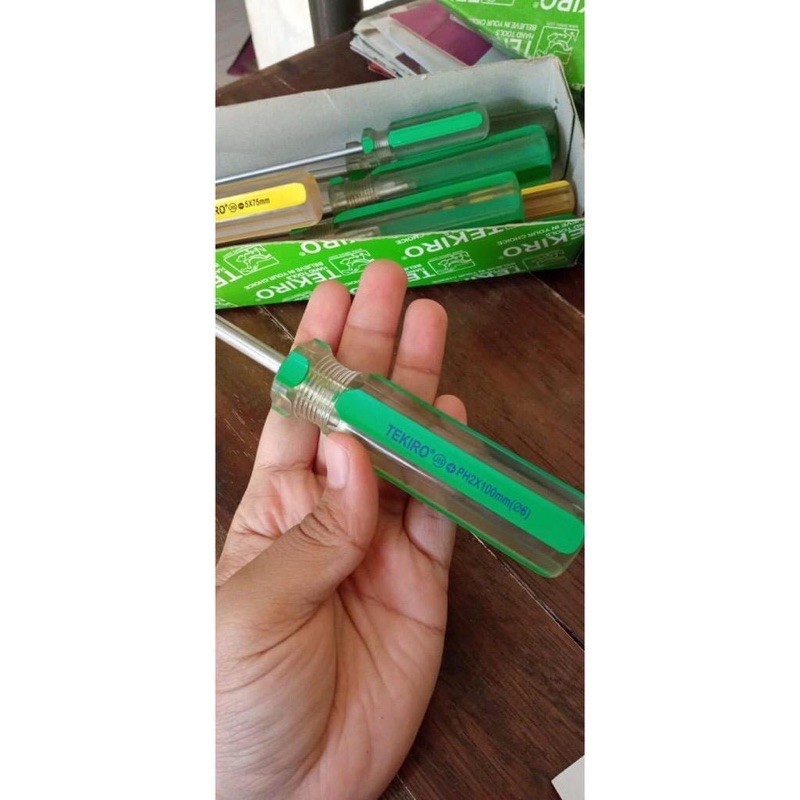 Obeng Gagang Kristal (-) Minus ~ ( + ) Plus 4 mm x 100 ~ 250 mm / In Line Screwdriver TEKIRO