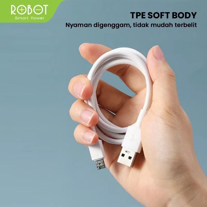 ROBOT RVM100 Kabel Data VOOC 4A 1M Flash Charging Micro Data Cable - Garansi Resmi 1 Tahun