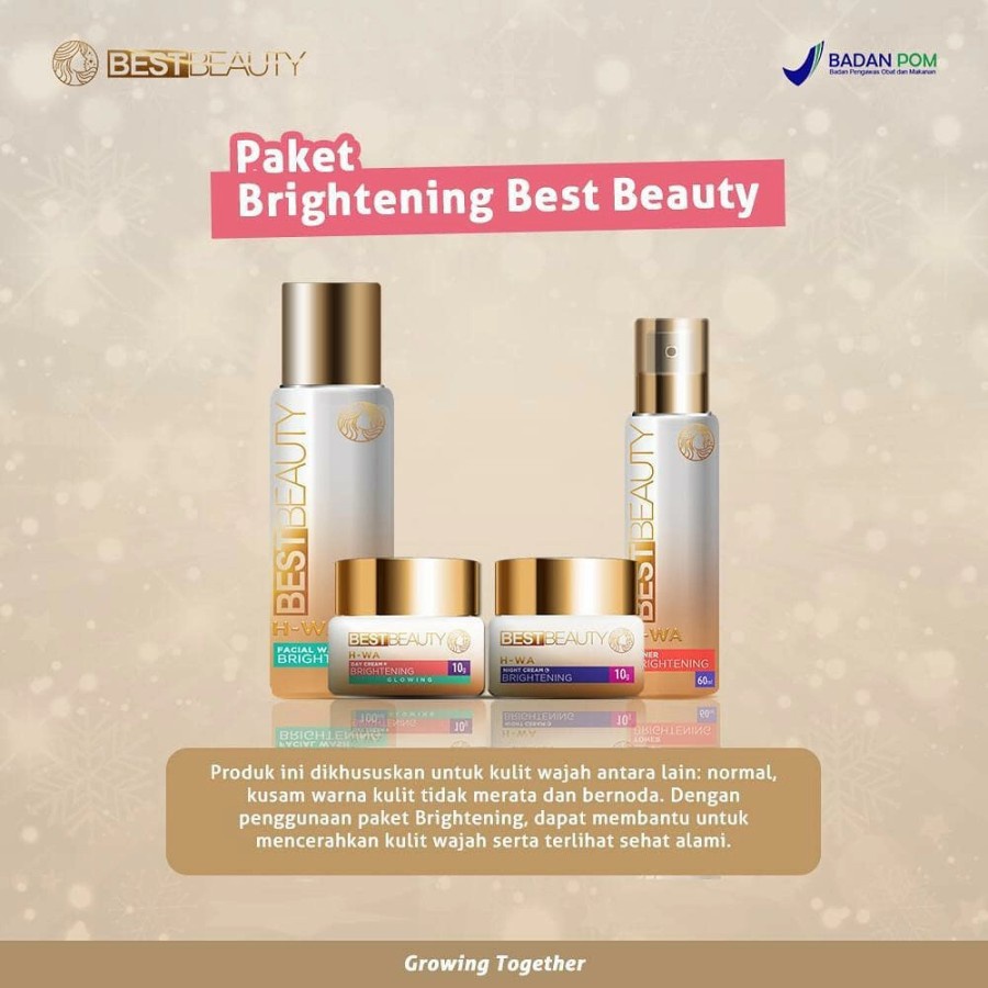 Best beauty skin care 1 paket cleansing toner day cream night cream perawatan brightening acne glowing anti aging