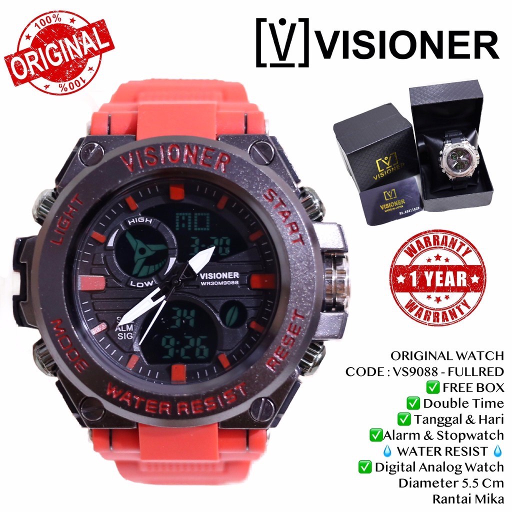 Jam tangan original VISIONER anti air tali bahan rantai mika ring kepala besir grosir free box