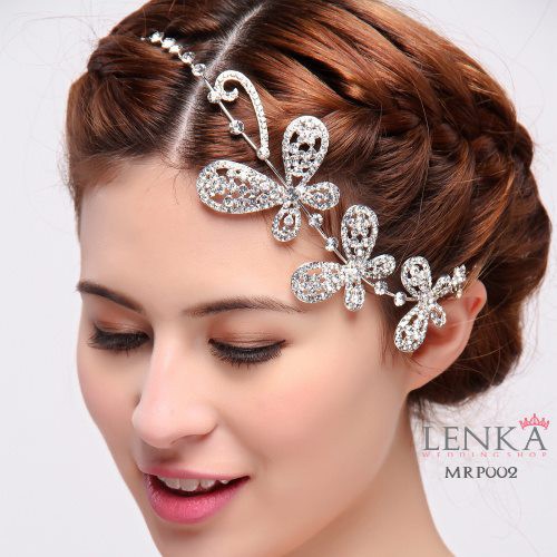 [STOK TERBATAS] AKSESORIS RAMBUT PENGANTIN TIARA KUPU CRYSTAL SILVER MRP002