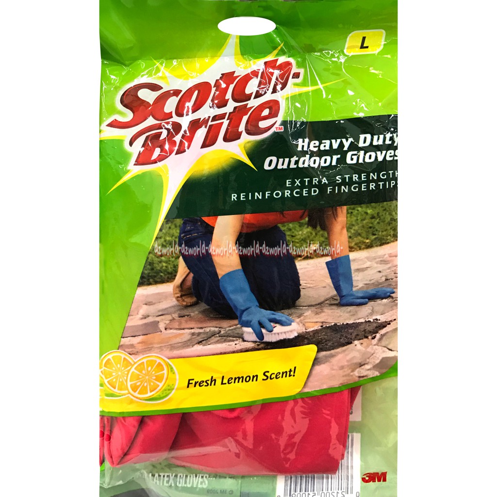 Scotch Brite Heavy Duty Gloves Sarung Tangan Size L Cocok Untuk Berkebun Fresh Lemon Scoth