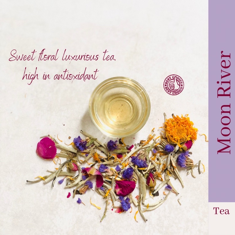 Organic&amp;Joy• Moon River Tea Blend| White tea| Teh silver needle (tea blend,teh calendula,teh putih,teh bunga calendula(