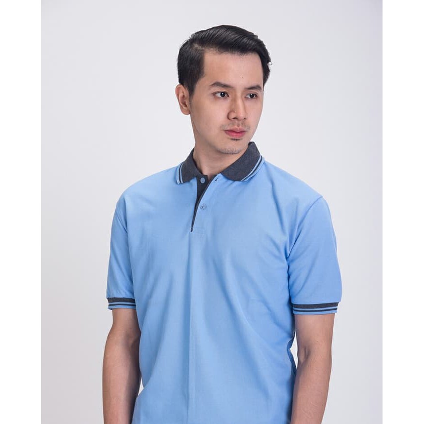 promo BAJU KAOS KERAH POLO SHIRT PRIA BABY BLUE