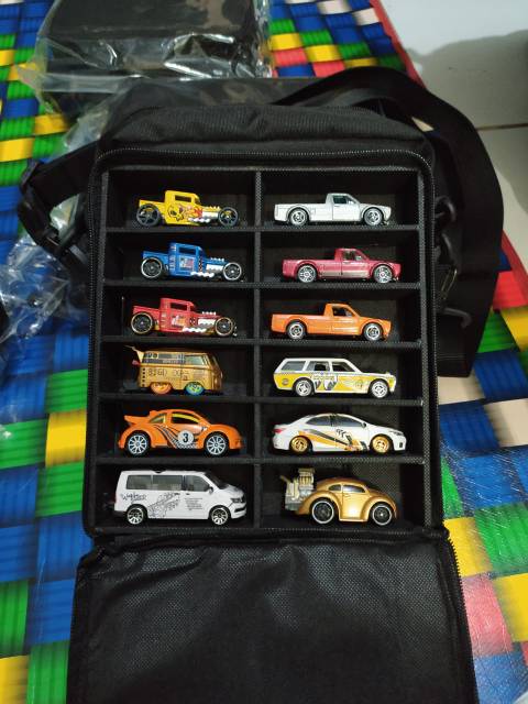TERMURAH TAS HOTWHEELS DIECAST SKALA 64 SLEMPANG ISI 12 SLOT MOBIL