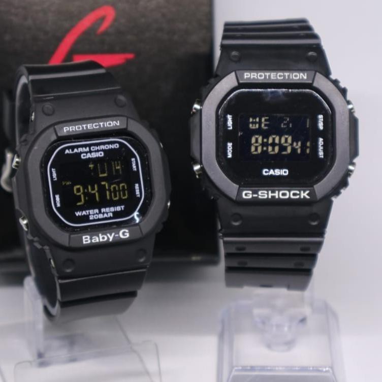Original  JAM TANGAN COUPLE TERLARIS CASIO G-SHOCK DW 5600 & BABY-G BGD BLACKWHITE ✈