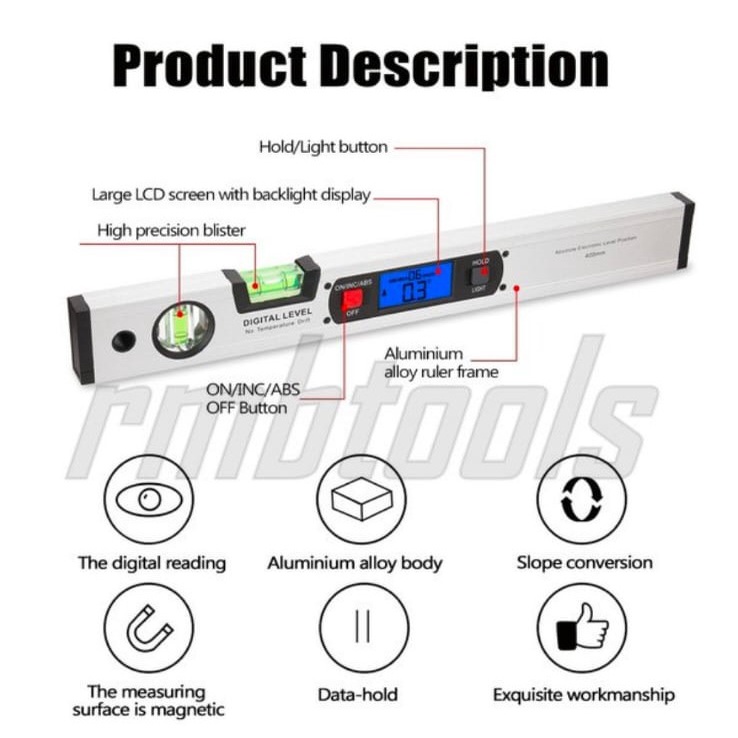 Digital Waterpass  Degree 400mm with Magnetics / Alat pengukur sudut waterpas magnet