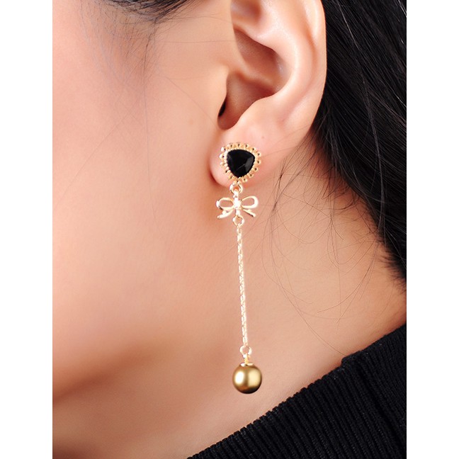 LRC Anting Tusuk Fashion Long Earrings Gemstone Bow Earrings D44968