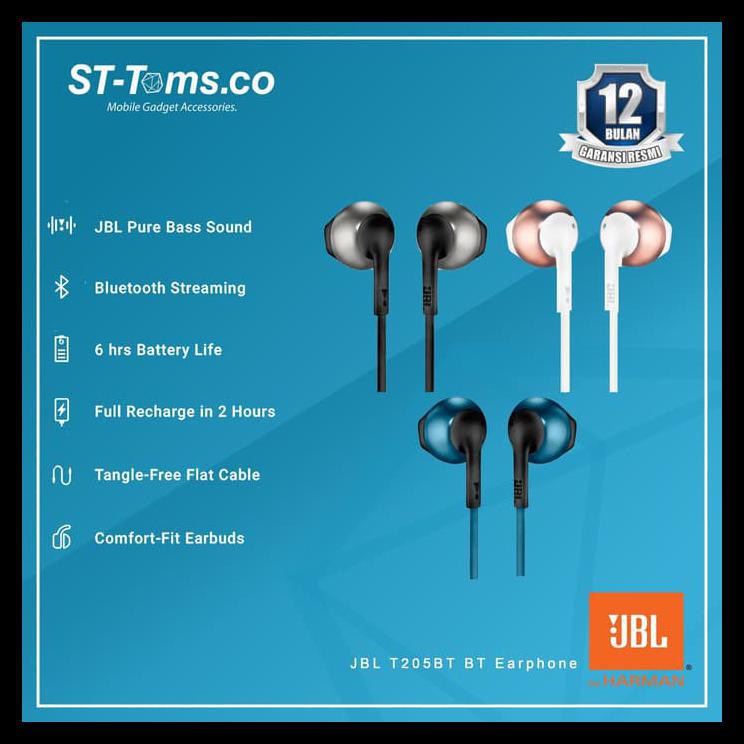 BAYAR DITEMPAT JBL T205 BT / T205BT Bluetooth Earphone TERUJI