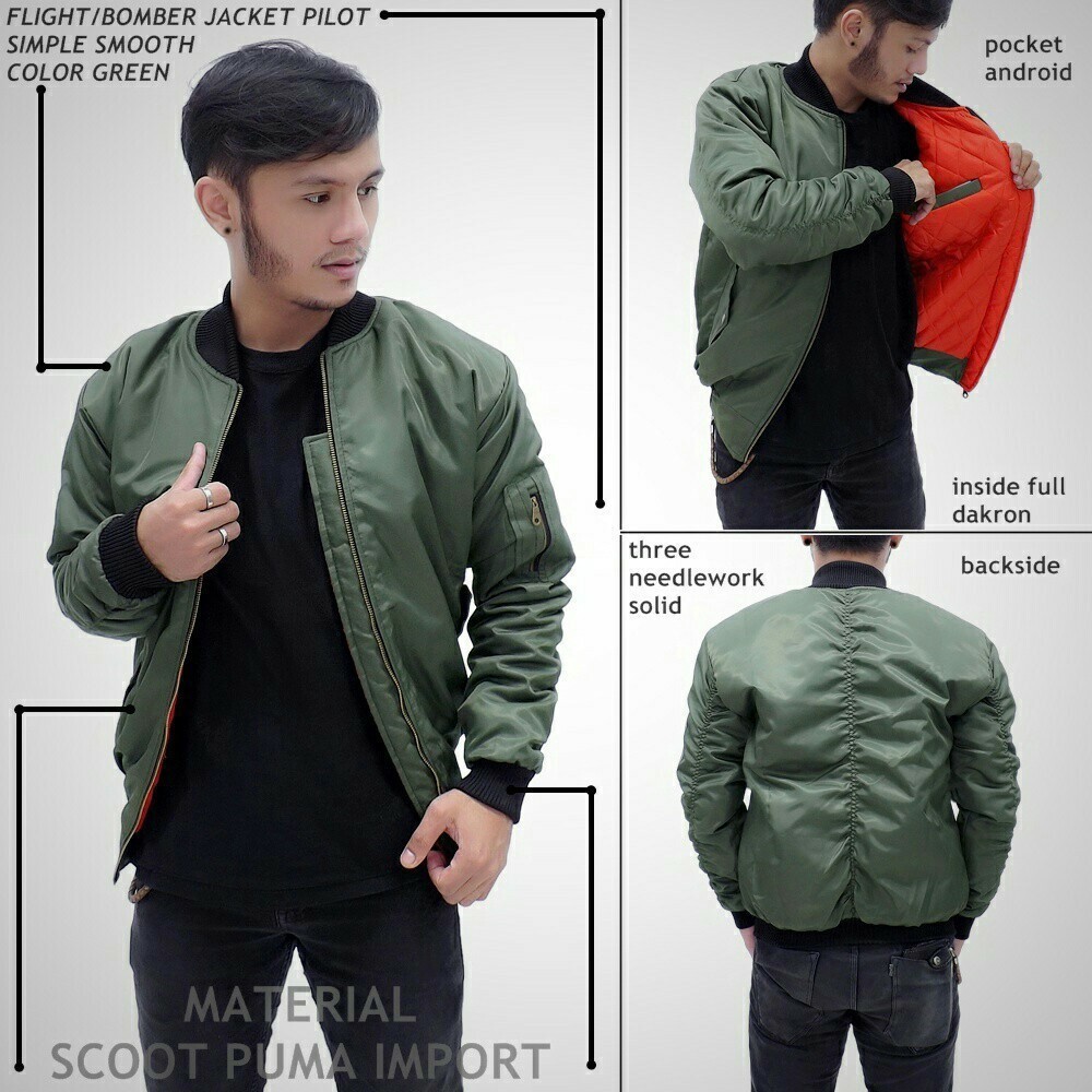 PREMIUM Jaket Pilot Bomber Polos Pria WATERPROOF