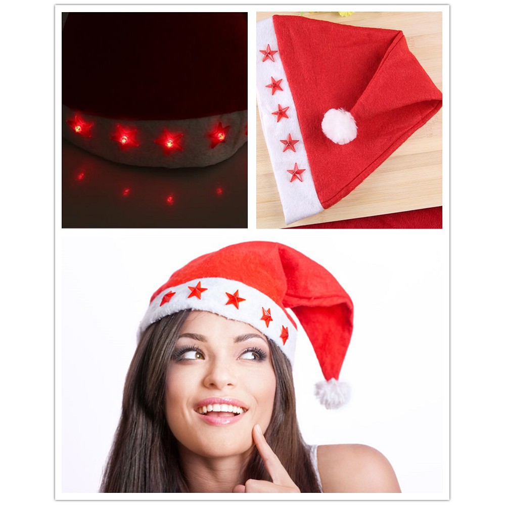 Topi Natal LED Bando Natal Bintang Dewasa Dan Anak All Size Motif Santa Claus Sinterklas Merry Christmas Hat