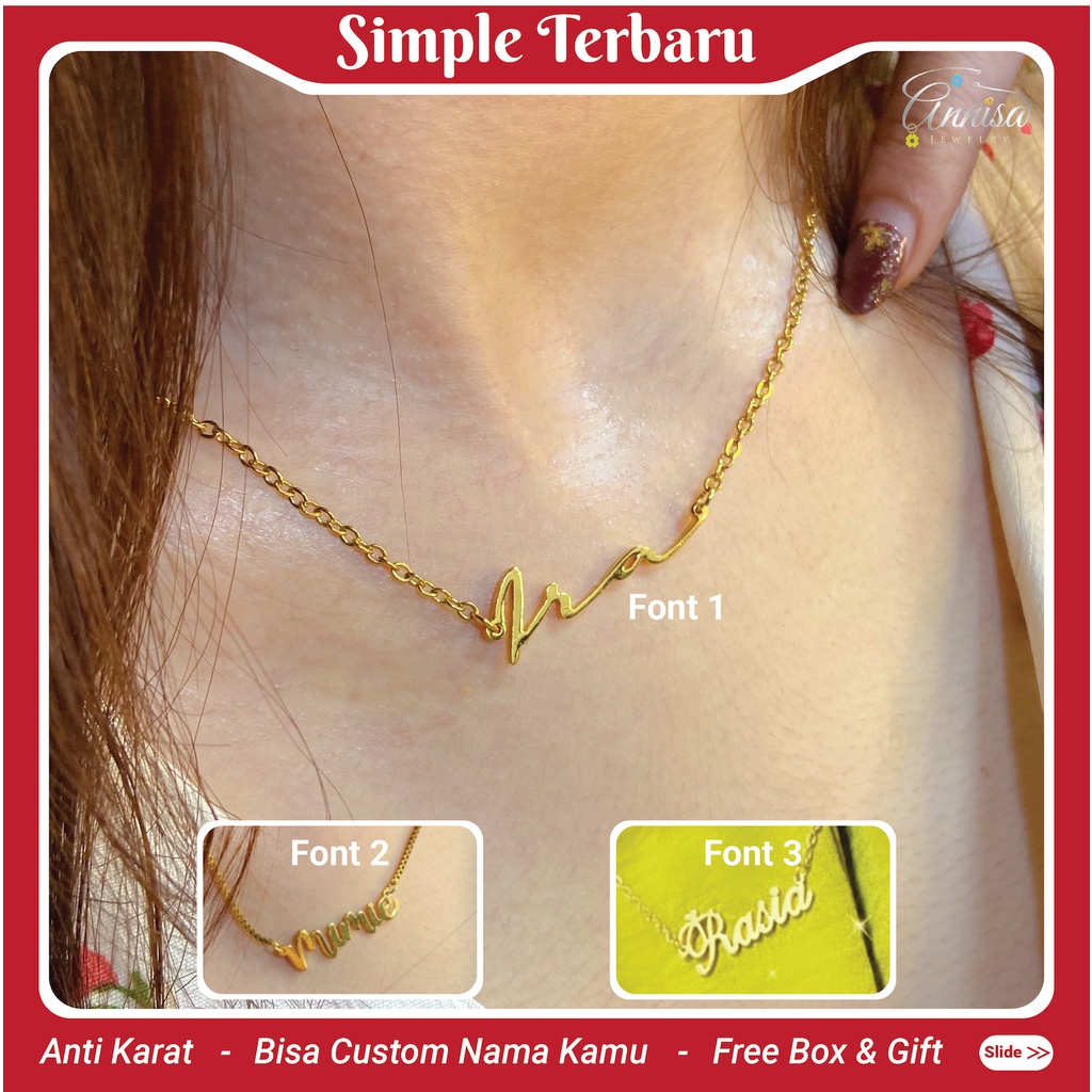 Kalung Ukir Nama Terbaru Titanium Stainless Steel Model Simple uk. Standart