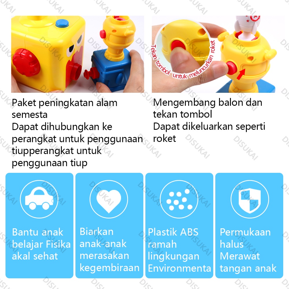 【Stok Baru】Mobil mainan Balon jet set roket luar angkasa Mainan roket pengangkat mobil jet Berisi 2 mobil, 1 mobil kepiting, 12 Balloon, 1 set mainan peluncuran roket