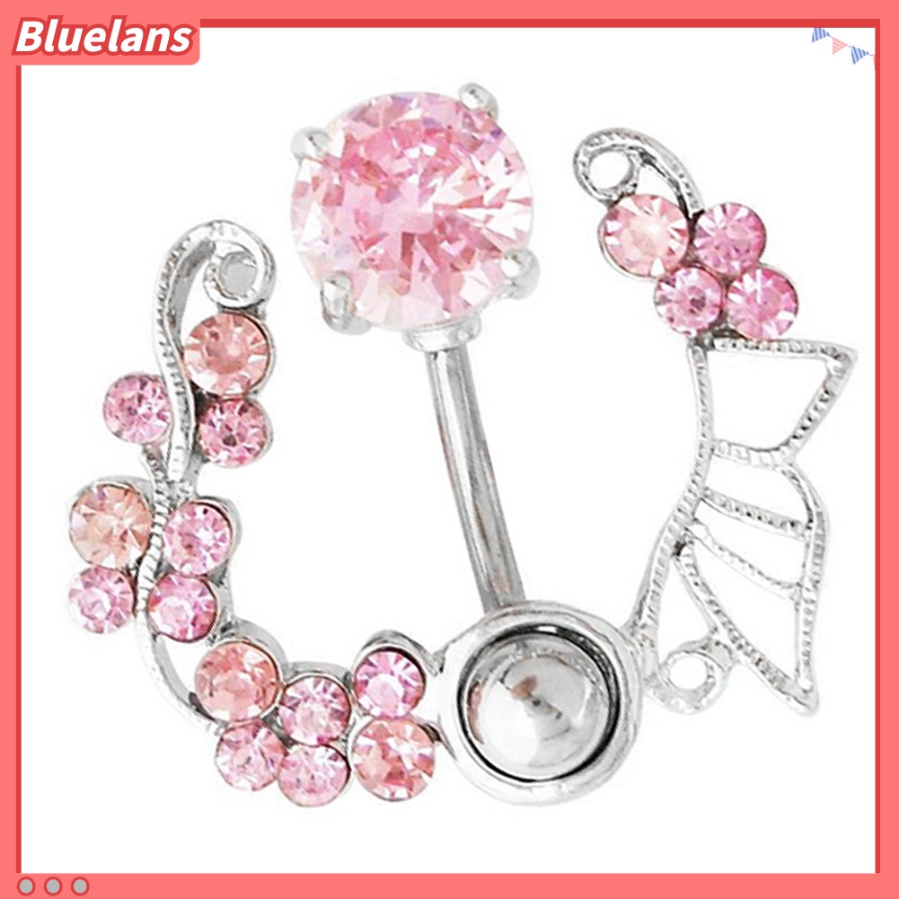 Bluelans 14G Butterfly Rhinestone Belly Barbell Button Ring Navel Body Piercing Jewelry