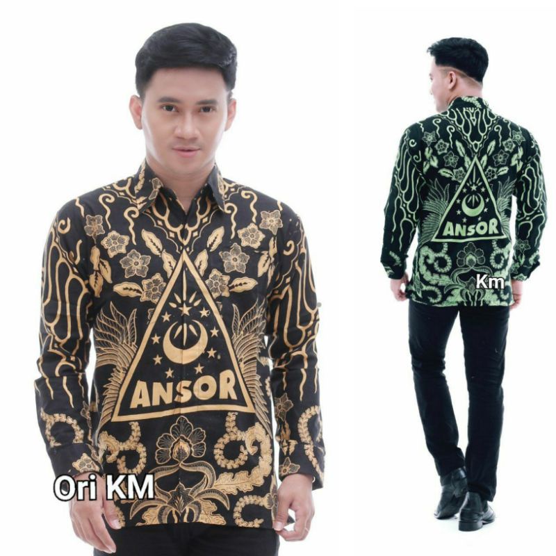 BATIK MOTIF ANSOR KEMEJA BATIK PRIA LENGAN PANJANG KEMEJA BATIK JUMBO M.L.XL.XXL SERAGAM BATIK ORI