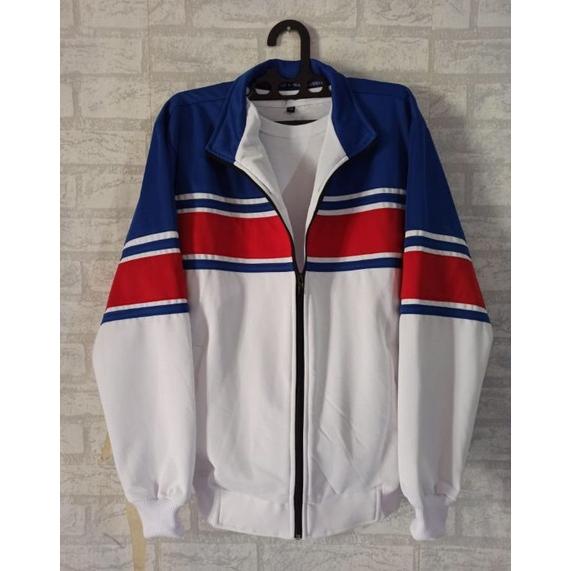 Jaket Traktop Biru/ Putih Lis Merah