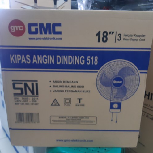 Kipas Angin Dinding Besi GMC 518 Wall Fan 18 inch Tembok Metal SNI Garansi Resmi Swing 3 Kecepatan