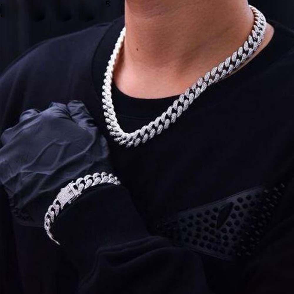 Mxbeauty Kalung Rantai Tebal Hias Zircon Berlian Imitasi Gaya Punk Rock Untuk Pria Dan Wanita