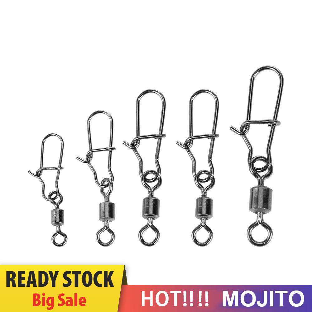 MOJITO 50pcs Fishing Connector Pin Swivel Metal Snaps Fishhook Lure Tackle Kit