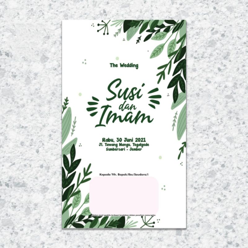 

undangan pernikahan single 1 lembar bolak balik