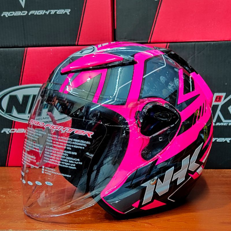 Helm Half face NHK R6 SE Patrol Pink Fink Fluorecent/Silver