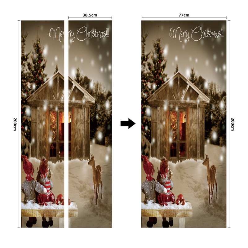 Zzz 2pcs / set Stiker Pintu / Dinding Motif Tulisan Merry Christmas Untuk Dekorasi Rumah