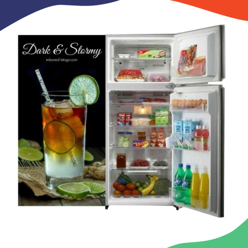 WALLPAPER STIKER 3D KULKAS 1 PINTU ANTI MINYAK DAN PANAS PERLENGKAPAN DAPUR MURAH MOTIF MINUMAN
