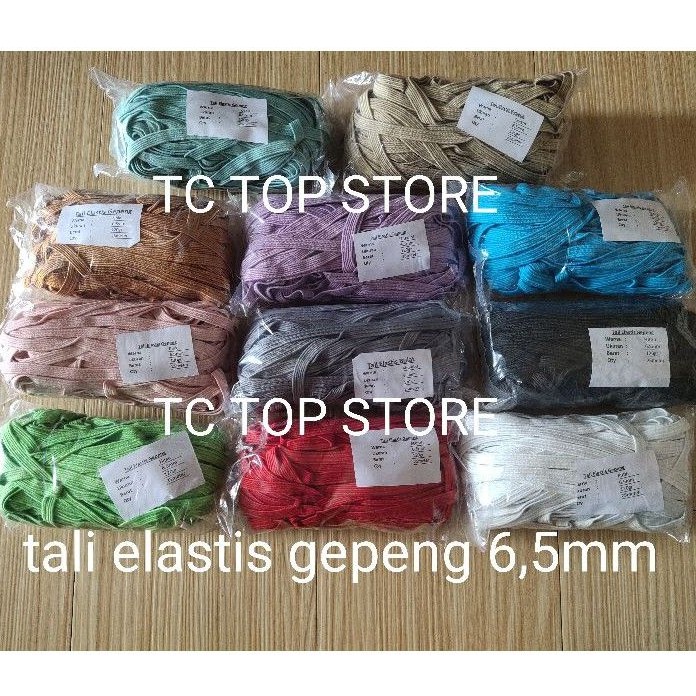 

Tali Karet gepeng 6,5mm / Tali elastis / tali string (panjang 25 meter)