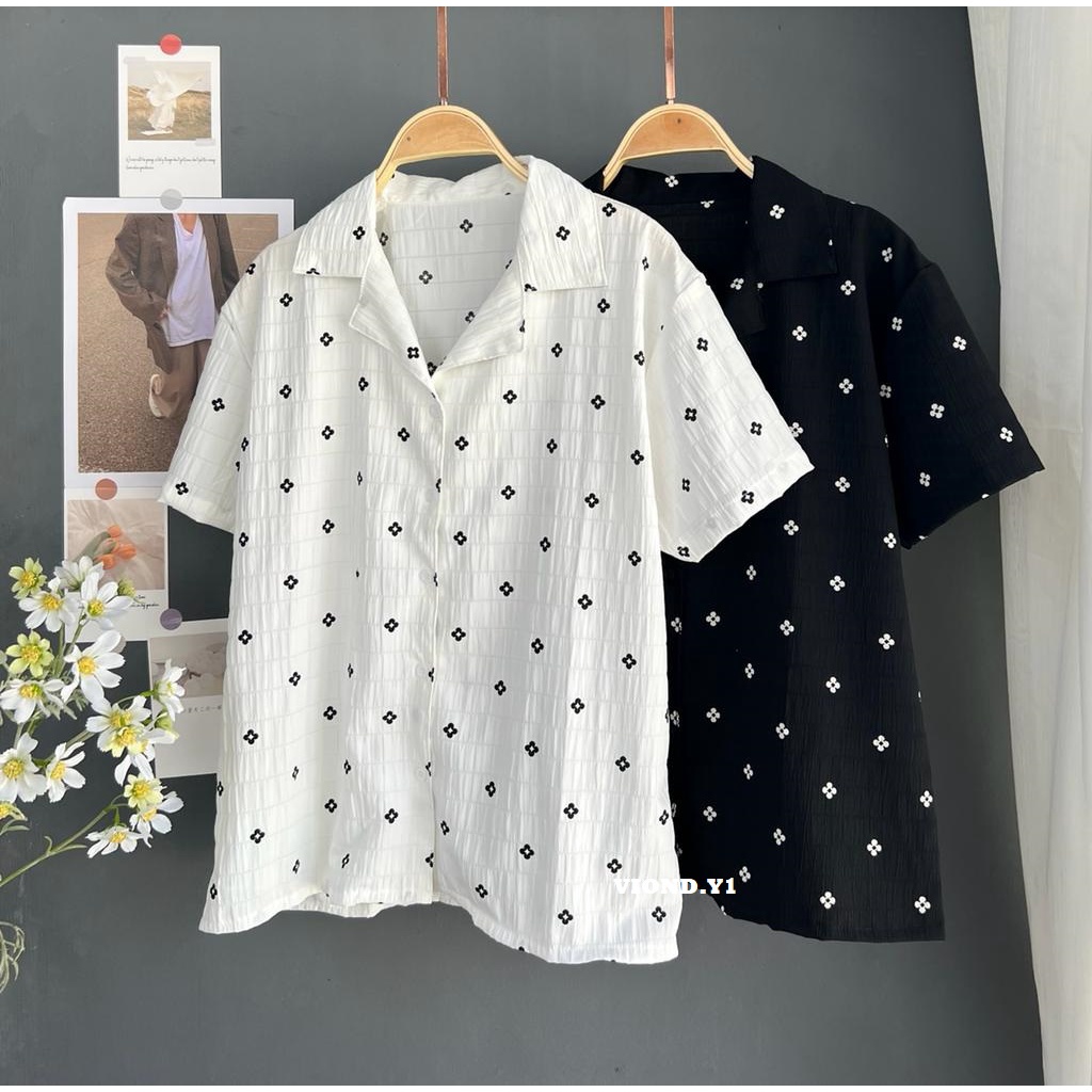 Blouse Wanita Korea / Atasan Korea Import / Blus Motif Bunga Terbaru