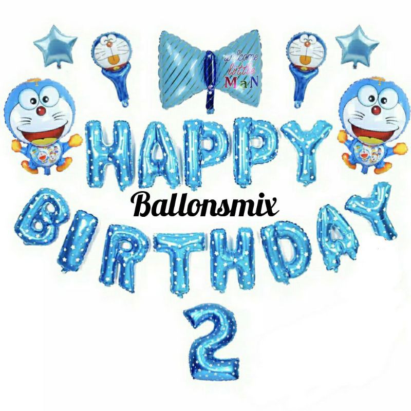 dekorasi set doraemon/dekorasi happy birthday