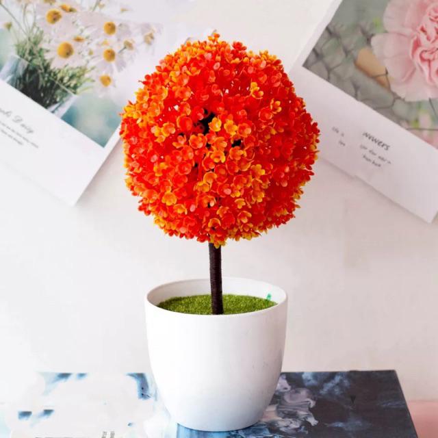 AM348 Bunga plastik / Pajangan bunga Artifisial / motif bulat  Vas Bulat-Orange