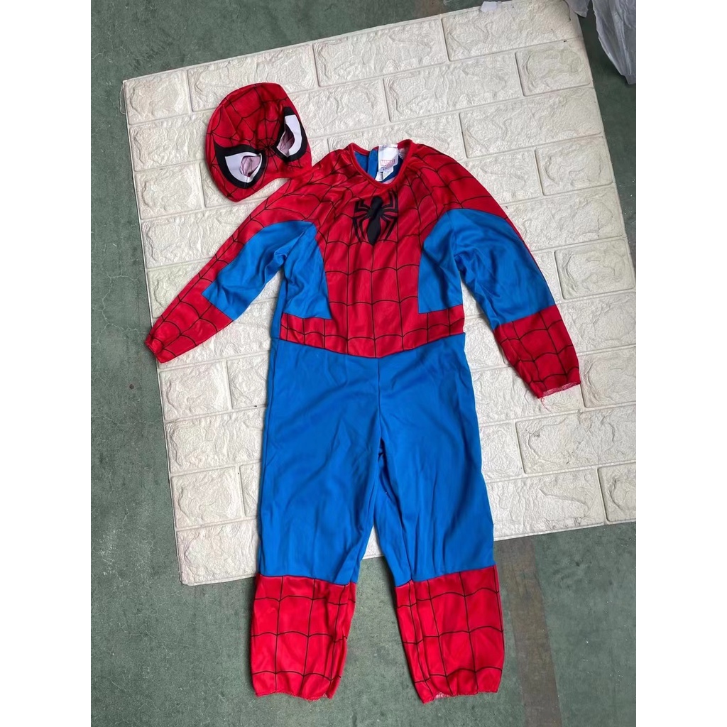 BAJU ANAK SPIDERMAN IRONMAN KOSTUM JUMPSUIT SUPERHERO TOPENG