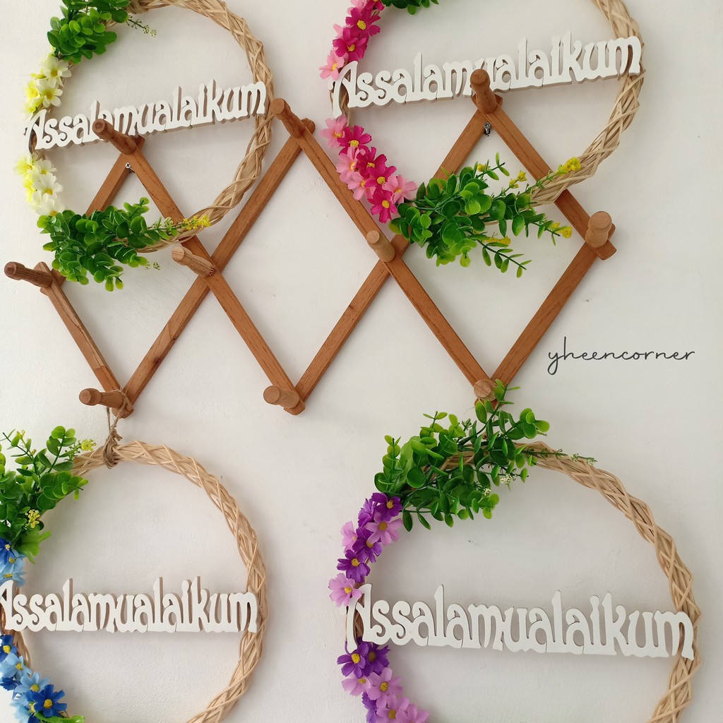 FLOWER WREATH Assalamualaikum Hiasan Dinding Hiasan Pintu