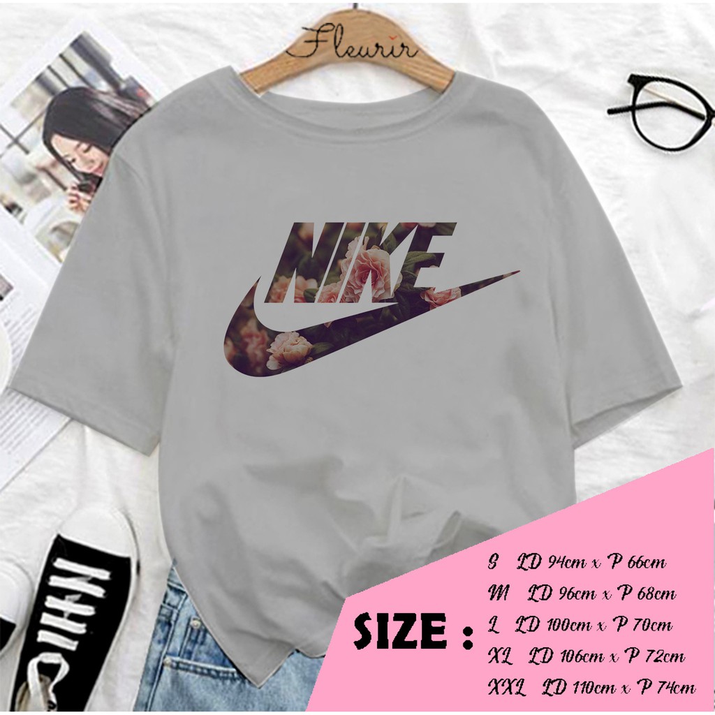 FLEURIR - KAOS NIKE FLOWER WANITA DEWASA LENGAN PENDEK TUMBLR TEE UNISEX