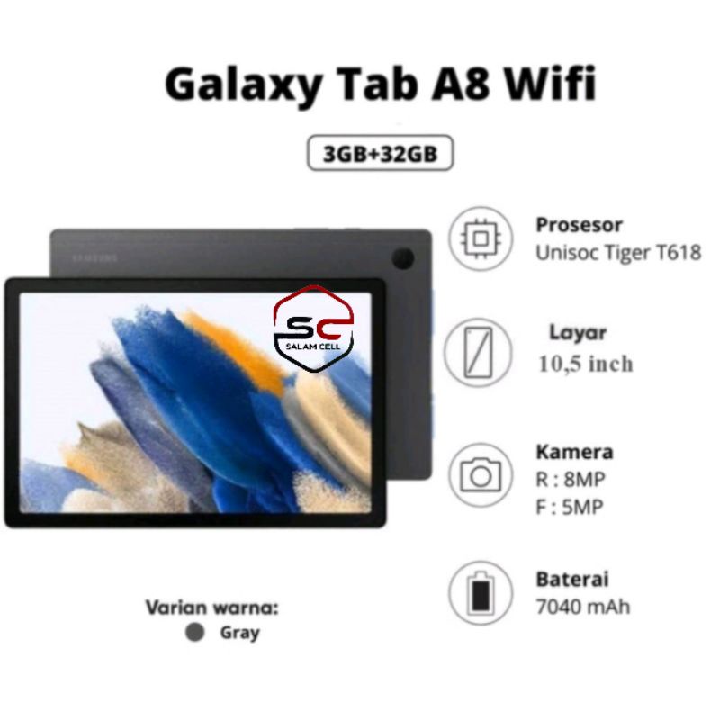 Samsung Galaxy Tab A8 LTE Ram 4GB/128GB Garansi SEIN 1 Tahun